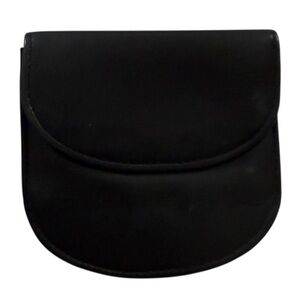 Lisa Loren Black Leather Coin Purse Wallet | Compact Snap Mini